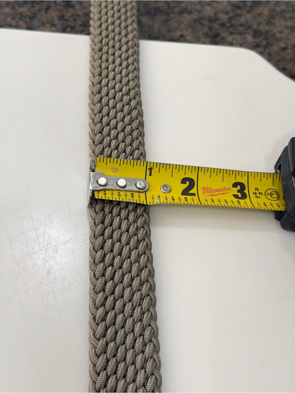 Brighton Beige Woven Elastic Cord Belt Brown Croco Leather Tab. Men’s Sz-36 - Picture 5 of 9